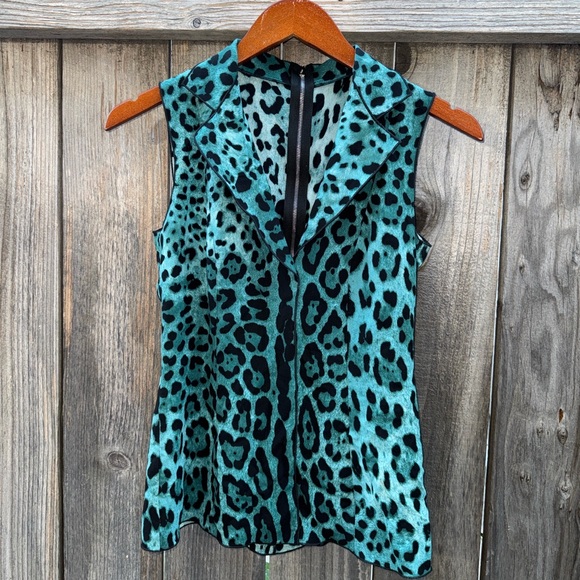Dolce & Gabbana Silk Leopard Print Blouse Size 40 - Picture 5 of 9